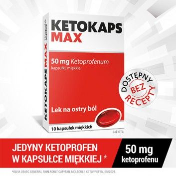 Ketokaps Max 50 мг протизапальна, жарознижуюча та болезаспокійлива дія - 10 капс