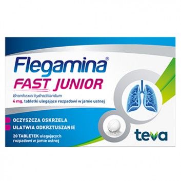 Flegamina Fast Junior 4 мг при захворюваннях дихальних шляхів - 20 табл