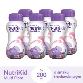 НУТРИКІД МУЛЬТИВОЛОКНО (NUTRIKID MULTI FIBER) зі смаком полуниці 6 x 200 мл