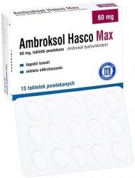 Ambroksol Hasco Max 60 мг знімає кашель і полегшує відхаркування - 15 табл
