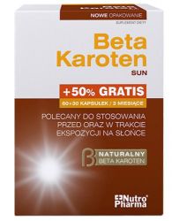 БЕТА КАРОТЕН СОНЦЕ (Beta Carotene Sun) захист шкіри від УФ-випромінювання, 60 капсул + 30 капсул