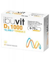 IBUVIT D3 1000 + K2 MK-7 + OMEGA 3 для зниження ризику переломів - 30 капс