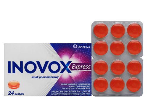 INOVOX EXPRESS від болю в горлі, смак апельсина - 24 пастилки