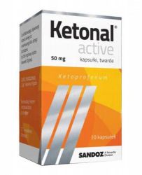Ketonal Active 50 мг болезаспокійливий, протизапальний та жарознижувальний - 20 капсул
