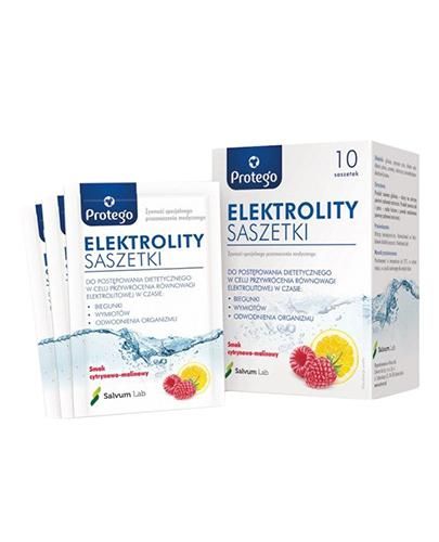 Protego Electrolytes Sachets при діареї, блювоті, зневодненні організму, зі смаком лимона і малини - 10 пак